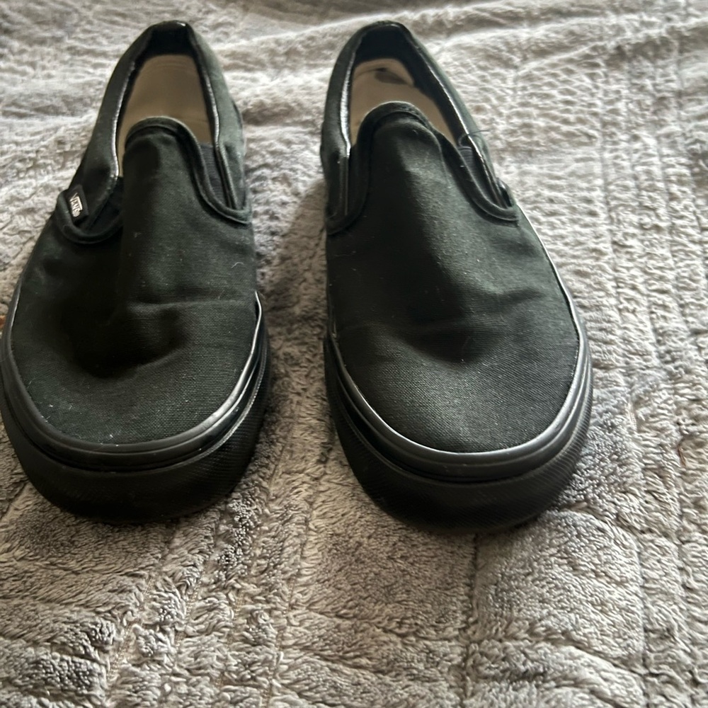 Vans Kids Black Canvas Slip-On Loafers